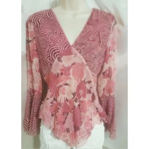Spenser Jeremy Pink Floral Sheer Silk Tunic Top